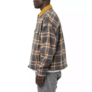 Custom Bulk <b>Mens</b> High Quality Brushed Cotton Plaid Hooded <b>Flannel</b> Streetwear <b>Jacket</b> - Product Image 3