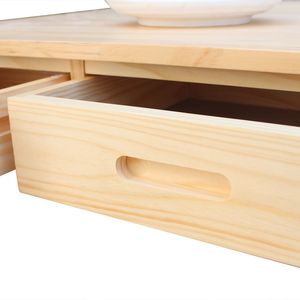 Carrello da Cucina Moderno Pieghevole in Legno Massello con 2 Sgabelli Gratuiti, Colore Naturale - Product Image 5