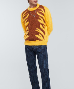 High Quality Breathable Anti-shrink Quick Dry Men Oversized Acrylic Wool Knit Pullover Sweater Digital Printed Letter Pattern - Product Image 1