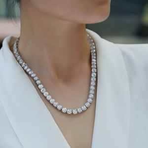 Unique Design Luxury Iced Out Moissanite Tennis Chain Necklace Hip Hop Moissanite Diamond Look Solid Available At Best Price - Product Image 1
