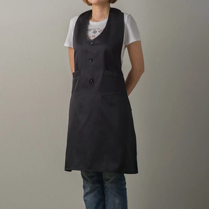 Jaya Mata JM774 Melaka Delantal de Chef Negro con Cuello en V y Doble Bolsillo, Poliéster y Algodón, para Cocina, Restaurante, Cafetería - Product Image 2