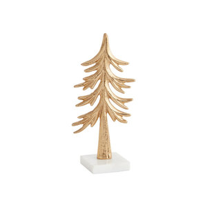 Árbol de Navidad Metálico Dorado Decorativo para Mesa, Adorno de Pino con Base de Mármol, Figura Decorativa Navideña - Product Image 1