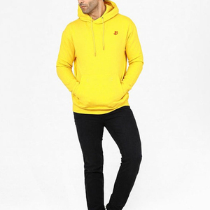 Sudadera con Capucha Amarilla para Hombre, Sudadera Informal de Manga Larga con Bolsillo Tipo Canguro, Ajuste Regular Cómodo para Invierno - Product Image 1