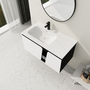 40\" Floating <b>Wall</b> <b>Mounted</b> Bathroom Vanity with Ceramic Sink & Soft-Close <b>Cabinet</b> Door - Product Image 5