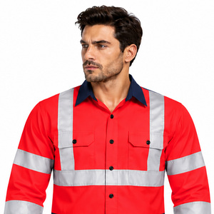 Chemises de travail haute visibilité EAZWEARS pour hommes, fournisseur de vêtements de protection en gros pour entrepreneurs, marque privée, vêtements de travail de sécurité OEM, construction. - Product Image 5