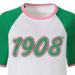 Chemise en chenille de qualité supérieure AKA 1908 pour femmes, avec lettres grecques brodées, col rond, haut décontracté de haute qualité - Product Image 2