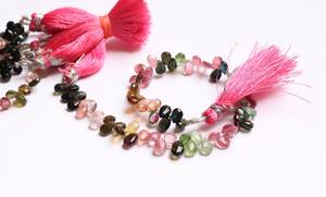 Perles facettées en tourmaline naturelle de qualité supérieure, forme poire, 8 pouces, taille 6x4-5x7MM, perles de pierres précieuses multi-tourmalines de haute qualité - Product Image 6