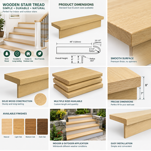 Marchepied d'escalier en chêne massif blanc certifié FSC |   Marchepied antidérapant en bois pour escalier intérieur - Product Image 1