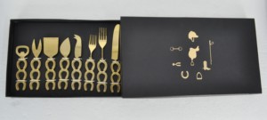 Juego de Cubiertos Decorados en Oro de 5 Piezas, Juego de Cuchillos para Queso Artesanales de 5 Piezas, Juego de Cubiertos de Lujo en Caja de Regalo Dorada de 10 Piezas - Product Image 5