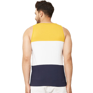 Men's Mandarin Collar Sleeveless Tank <b>Top</b> Polyester/Cotton Knitted Quick Dry Casual Yellow White <b>Navy</b> - Product Image 4