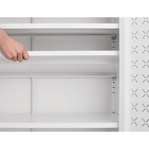 Scarpiera a doppia anta con griglia e tre scomparti regolabili, contenitore flessibile sospeso per scarpe, scomparto cavo per cambio scarpe - Product Image 4