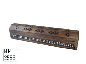 Wooden Colored Coffin Shape Incense Burner Stick Holder Agarbatti Carved Stand & Aromatherapy <b>Diffuser</b> - Product Image 2