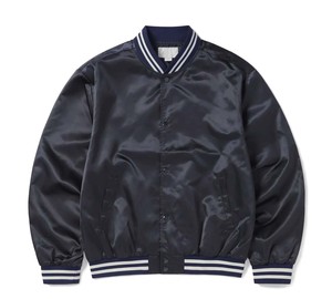 Veste décontractée pour homme, style universitaire, en satin, grande taille, bleu marine, nouvelle mode, personnalisable OEM. - Product Image 1