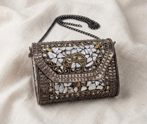 Indian Handicraft <b>Silver</b>-Plated Rectangle Metal Handmade <b>Clutch</b> Mosaic Design Women-Valentine's/Mother's Day/Thanksgiving - Product Image 6