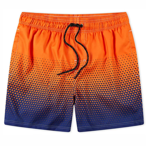 Shorts pour homme bleu clair, coupe droite, séchage rapide, taille mi-haute, fermeture éclair, style décontracté, poches, logo frontal, tissu peigné polyester/coton - Product Image 1