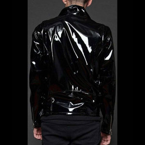 Chaqueta de Motociclista de Vinilo PVC Negro, Estilo Gótico, Hecha a Mano, para Hombre, Venta al Por Mayor de Fábrica, OEM ODM 2026 - Product Image 2