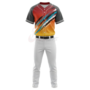 Ensemble de maillots de baseball personnalisés sublimés pour hommes, manches courtes, 100 % polyester, évacuation de l'humidité, toutes saisons, pantalon blanc avec braguette boutonnée - Product Image 2