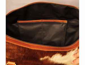 Sac de voyage en cuir de vachette véritable, style vintage, grande capacité, multifonctionnel, unisexe, avec fermeture éclair, pour week-end - Product Image 5