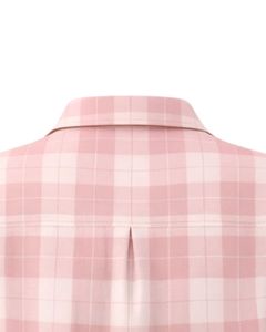 Custom Blush Pink And Plaid Womens Short Sleeve Button Up Shirt Casual Summer Lightweight Breathable Checkered Top With Pocket - Product Image 4