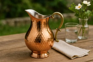 Créations Antiques – Carafe à Eau 1,8 L en Cuivre Pur à 100 %, Design Vintage – Écologique et Durable, Idéale pour Mariages, Taille Personnalisable, Production sur Mesure - Product Image 2