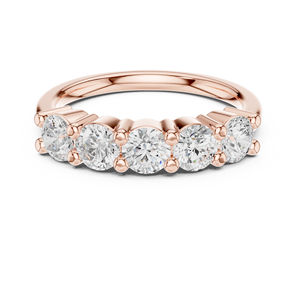 Anillo de compromiso y boda de cinco piedras con diamante cultivado en laboratorio, corte brillante redondo, VVS VS DEF, oro macizo de 14K, HPHT CVD - Product Image 5