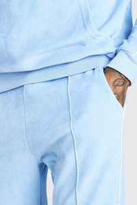 Men's <b>Light</b> Blue Hooded Tracksuit Full Length Sweatshirt Jogger Set Solid Color Casual Spring Wear 100% Cotton Breathable - Product Image 4