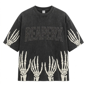 เสื้อยืดสไตล์อเมริกันแบบคัสตอม ยูนิเซ็กส์ ทรงหลวม ไหล่ตก แต่งคริสตัล เสื้อยืดโอเวอร์ไซส์ ยูนิเซ็กส์ สั่งทำได้ พิมพ์ลายคุณภาพสูง - Product Image 1