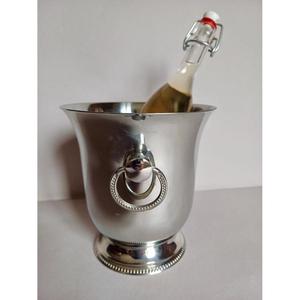 Vase à champagne design moderne avec poignée en anneau, nickelé, en acier inoxydable de haute qualité, seau à glace pour bars - Product Image 6