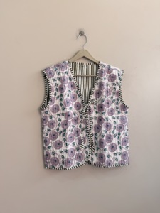 Chaleco de Algodón Bordado con Flores para Mujer, Prenda Exterior Informal, Bordado a Mano, Transpirable, Estilo sin Cuello - Product Image 3