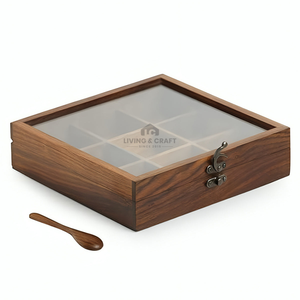 Premium Wooden Food Container with <b>Removable</b> Compartments | Modern Eco-Friendly Kitchen Storage <b>Box</b> for Spice Jewelry Dry Fruits - Product Image 2