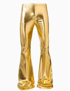 Pantalon Golden Flare pour homme, taille haute, élastique, style formel, 100 % polyester, tissé mi-lourd, pantalon en molleton pour homme - Product Image 4