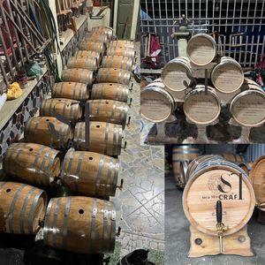 Fût à vin ovale en chêne massif poli de qualité supérieure, baril de vieillissement vintage pour whisky, distributeur de liquide décoratif, logo personnalisé pour bar - Product Image 2