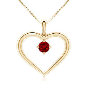 Pendentif Cœur en Or 18K 14K 10K pour Femme Vaayu Jewels, Sertissage Griffe Solitaire Rubis, Plaqué Rhodium Tendance, Cadeau Romantique pour Anniversaire - Product Image 1