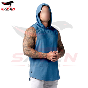 บริการ OEM ODM เสื้อกล้ามมีฮู้ดผู้ชายแบบใหม่ทันสมัย สวมใส่สบาย สีน้ำเงินล้วน แห้งเร็ว ทรงสปอร์ต ความยาวปกติ - Product Image 4