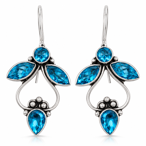 Wholesale Supply ARTS JEWELS Brass Oxidized Silver Zircon Floral Teardrop Drop <b>Earrings</b> | Handmade Indian Vintage Party Jewelry - Product Image 1