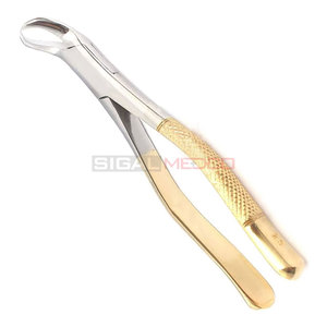 Forceps d'extraction dentaire manuel en acier inoxydable allemand de qualité supérieure avec poignée dorée, pour molaires inférieures 1ère et 2ème, design corne de boeuf, pour chirurgie générale - Product Image 6