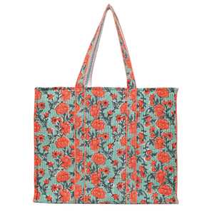 Handmade Quilted Cotton <b>Bag</b> Pink Floral Printed Carry <b>Bag</b> Reusable Shopping Beach <b>Travel</b> <b>Bag</b> Lightweight Quilted Shoulder <b>Tote</b> - Product Image 5