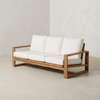 Canapé de salon en bois de teck, canapé d'intérieur minimaliste, organique, moderne, une place, fauteuil lounge, canapé, mobilier d'usine