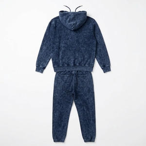 Conjunto Deportivo SUQAINA Unisex, Corte Regular, Azul, Lavado Ácido, Algodón Sólido, Casual, con Cordón Ajustable, Manga Larga, Bolsillos Laterales, Otoño - Product Image 2