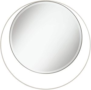 Asymmetrical Round Wall Mirror Warm Silver Iron <b>Frame</b> Beveled Glass Decorative Vanity Mirror for Home Decor Bulk Supply - Product Image 3