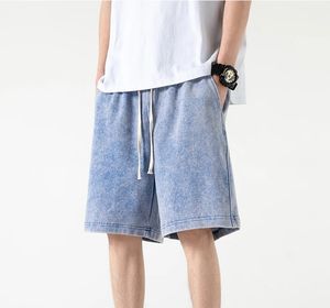 Shorts d'été décontractés amples en coton pur 320G style américain, délavés, effet vieilli, dégradé - Product Image 1