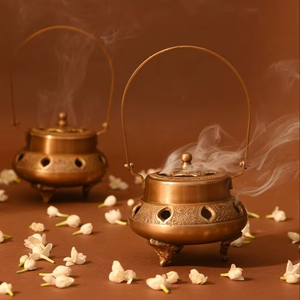 Classic Brass Metal Incense Burner Holder With Ash Tray For Meditation Yoga And Home Decoration Setup - Product Image 1