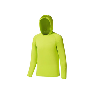 Men's Blue Gradient Long Sleeve Hooded UPF 50 Sun Protection Fishing Shirt with Sunglasses Pocket - Product Image 3