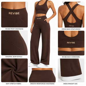 Conjunto Deportivo de Dos Piezas para Mujer, Pantalones Acampanados de Cintura Alta, Top Corto sin Mangas, Ropa Deportiva para Yoga, Gimnasio y Entrenamiento, Venta al Por Mayor - Product Image 6