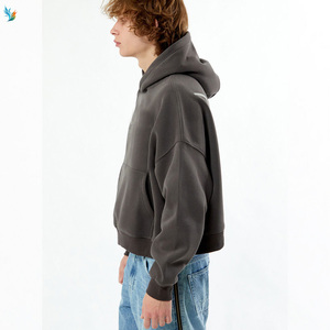 Sweat à capuche court vintage délavé à l'acide avec logo personnalisé et épaules tombantes pour homme 2026 - Product Image 3