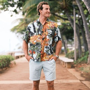 เสื้อเชิ้ตพิมพ์ลายดอกไม้ชายหาดสไตล์ทรอปิคอล แขนสั้น ติดกระดุม สีสันสดใส สำหรับฤดูร้อน เหมาะสำหรับผู้ชาย - Product Image 5