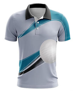 T-shirt de golf personnalisé pour homme, manches courtes, de haute qualité, décontracté, sportif, en coton et polyester, impression numérique, couleur unie, séchage rapide - Product Image 2