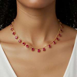 Red Gajaah 925 Silver Kundan <b>Necklace</b> with <b>Ruby</b> Enamel Gold-Plated Jhumki Pendant Lightweight Traditional Ethnic Jewellery - Product Image 1