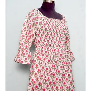 Robe longue d'été pour femme 100 % coton à imprimé floral, écologique, élégante pour les fêtes, décontractée pour le quotidien, avec boutons décoratifs, naturelle - Product Image 4