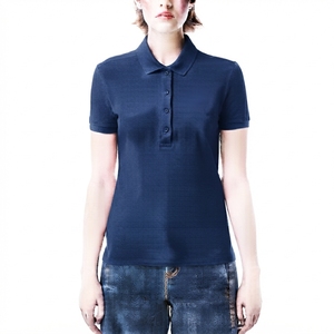Polo de Algodón Piqué de Manga Corta para Mujer, Color Verde Sólido, Estilo Casual, Largo Regular, Tejido de Punto - Product Image 6